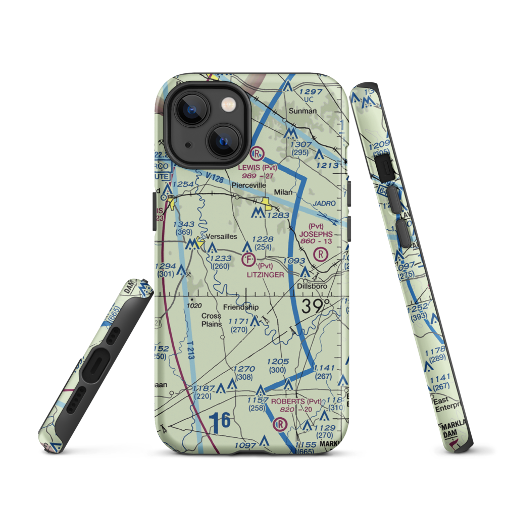 Litzinger Ultralightport (IG04) VFR Sectional  Tough iPhone Case iPhone 13 model shown