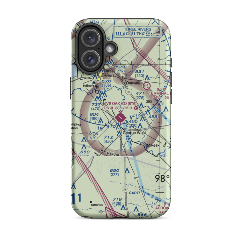 Live Oak County Airport (8T6) VFR Sectional  Tough iPhone Case iPhone 16 Plus model shown