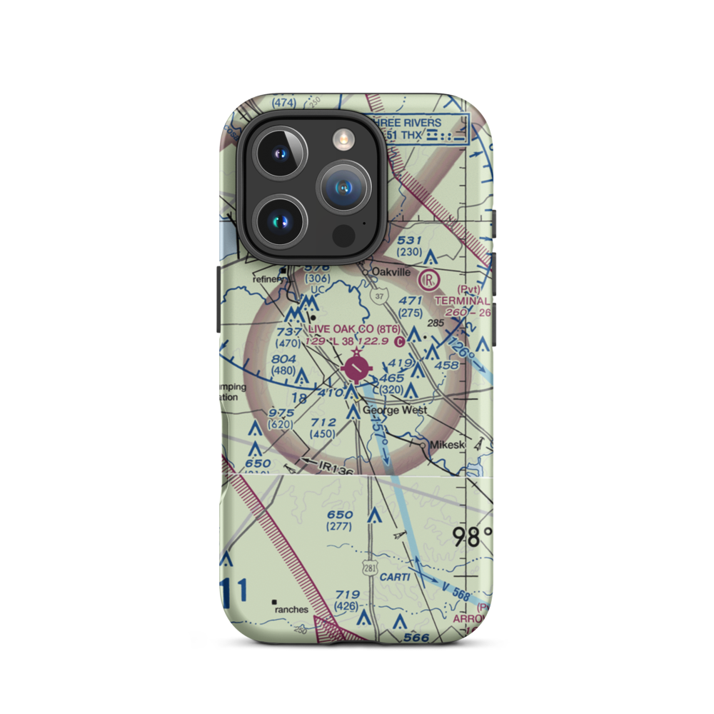 Live Oak County Airport (8T6) VFR Sectional  Tough iPhone Case iPhone 16 Pro model shown