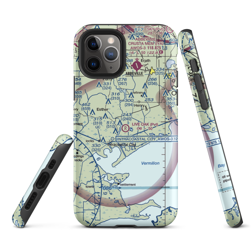 Live Oak Landing Strip (LA60) VFR Sectional  Tough iPhone Case iPhone 11 Pro model shown