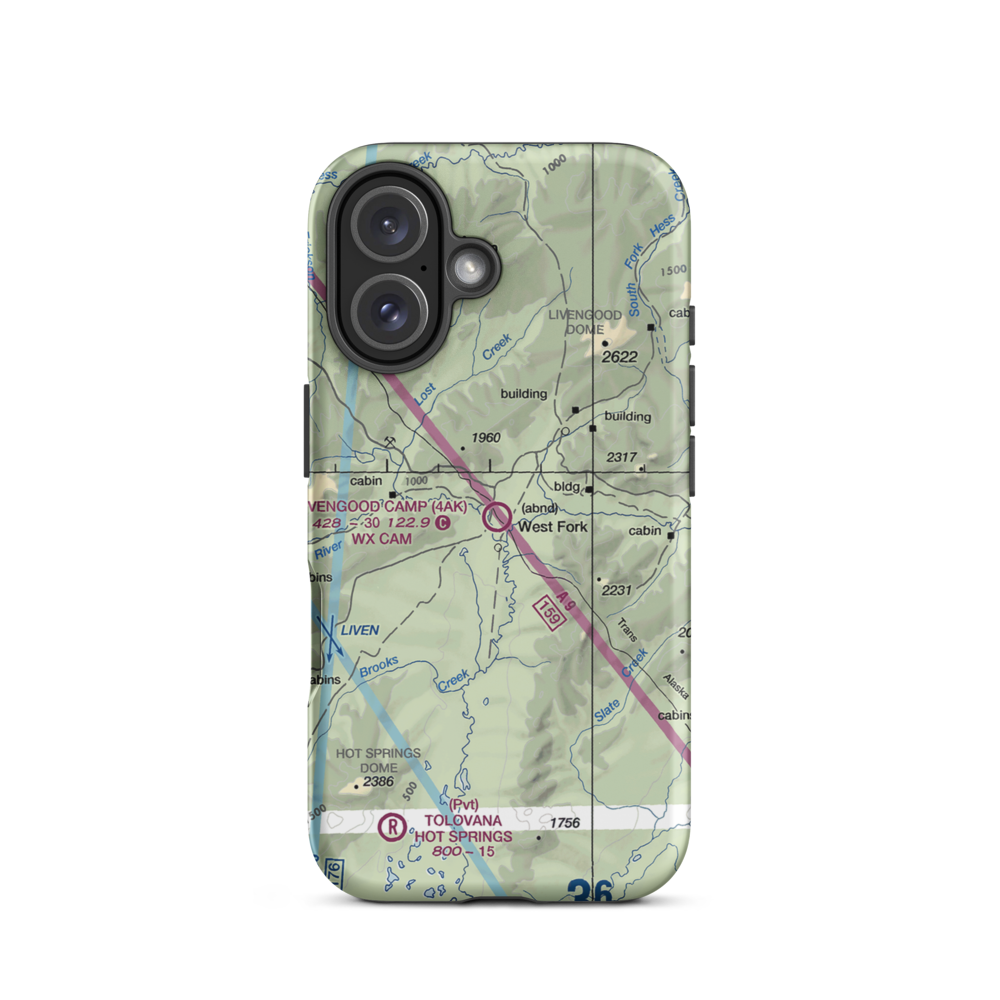 Livengood Camp Airport (4AK) VFR Sectional  Tough iPhone Case iPhone 16 model shown