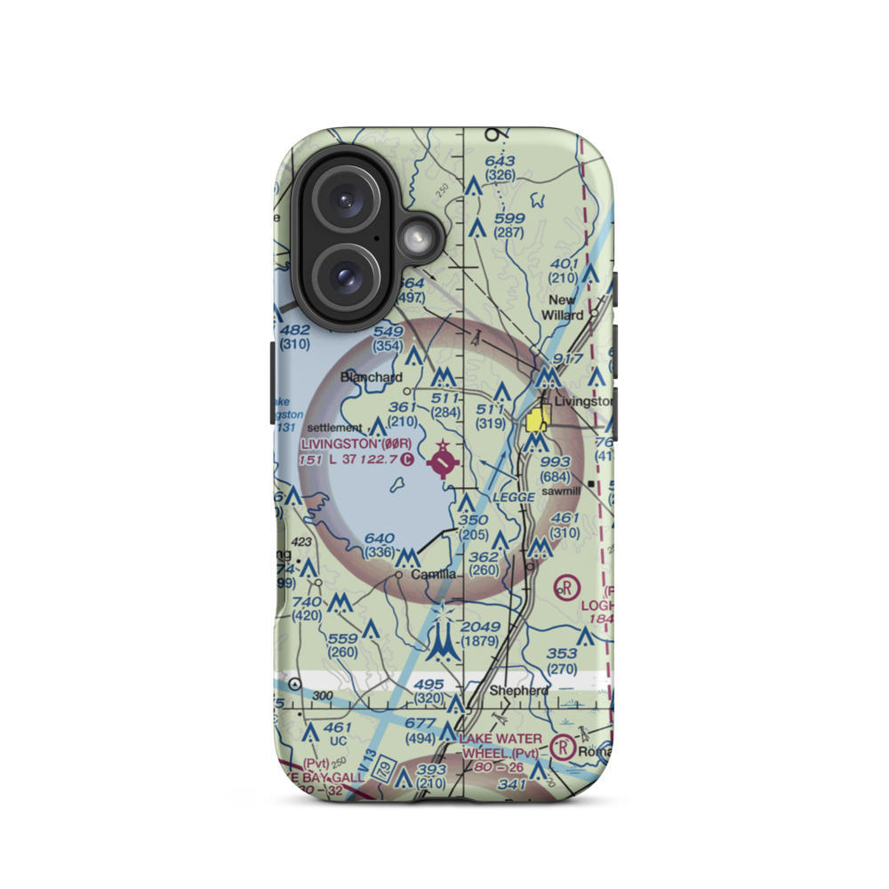 Livingston Municipal Airport (00R) VFR Sectional  Tough iPhone Case iPhone 16 model shown