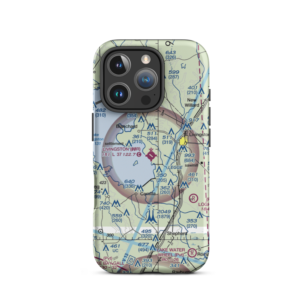 Livingston Municipal Airport (00R) VFR Sectional  Tough iPhone Case iPhone 16 Pro model shown