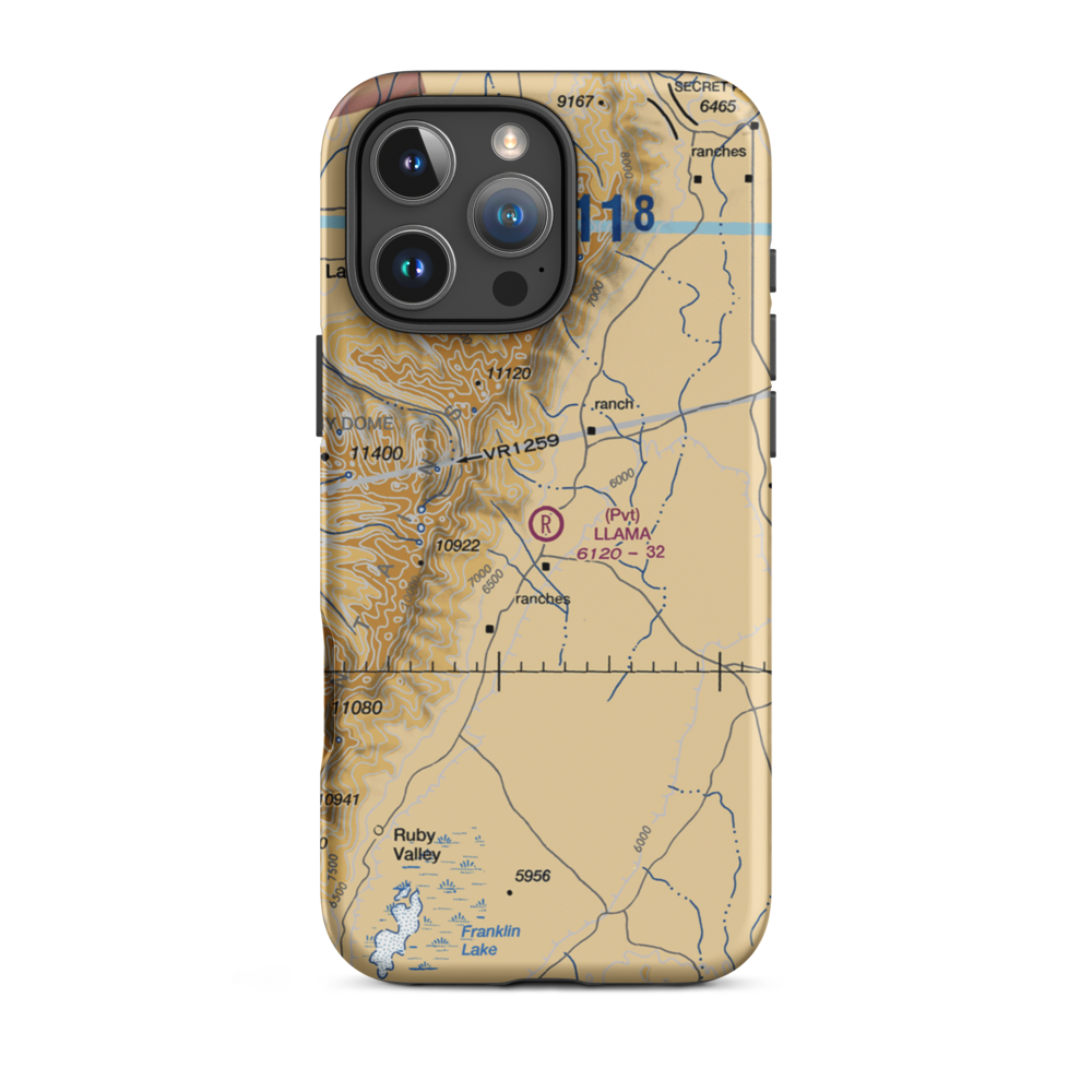 Llama Ranch Airport (03NV) VFR Sectional  Tough iPhone Case iPhone 16 Pro Max model shown