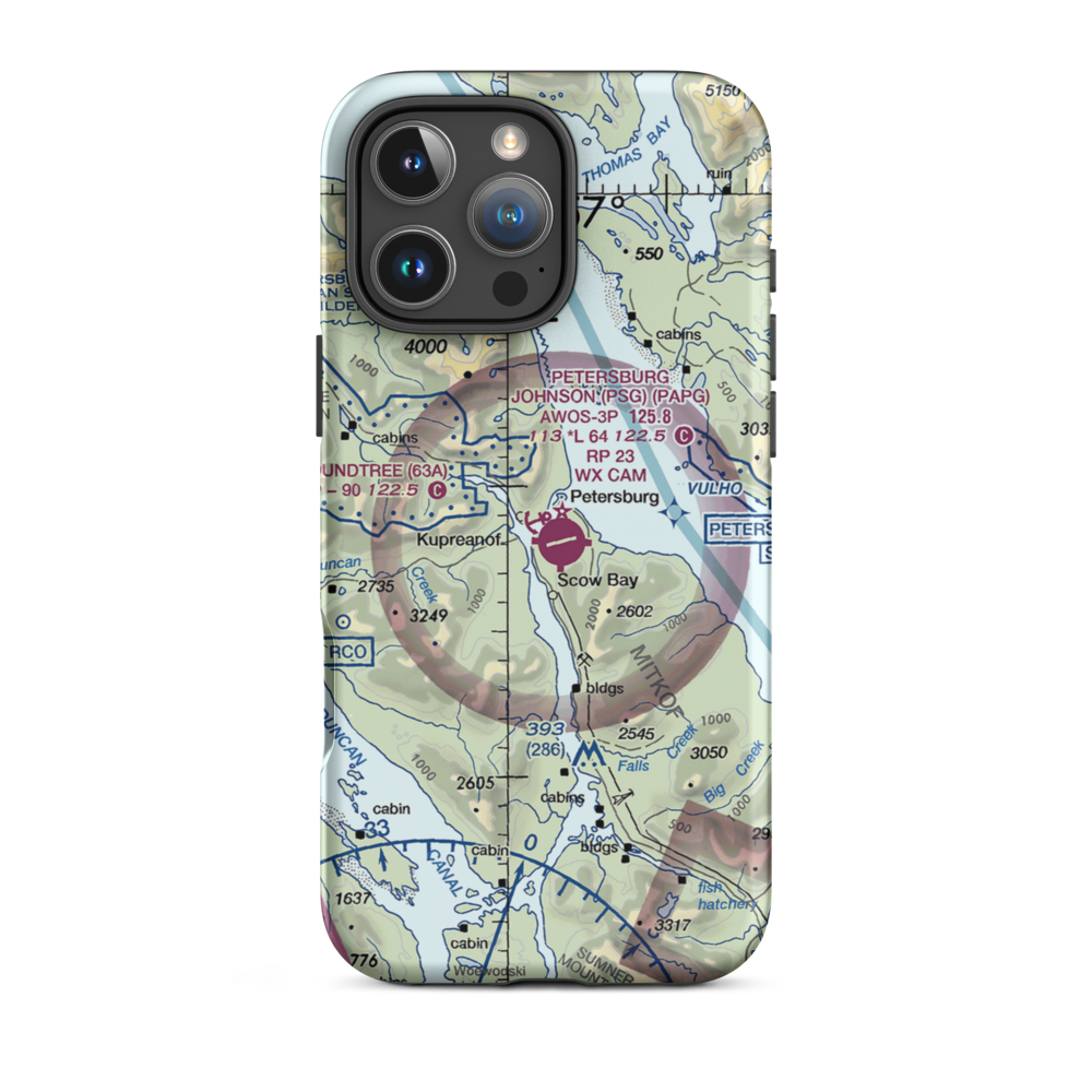 Lloyd R. Roundtree Seaplane Facility Seaplane Base (63A) VFR Sectional  Tough iPhone Case iPhone 16 Pro Max model shown