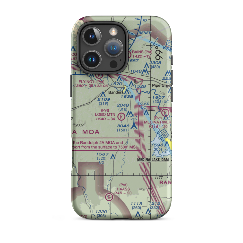 Lobo Mountain Ranch Airport (TE21) VFR Sectional  Tough iPhone Case iPhone 16 Pro Max model shown