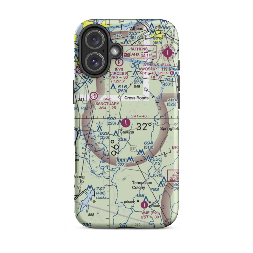 Lochridge Ranch Airport (TX25) VFR Sectional  Tough iPhone Case iPhone 16 Plus model shown