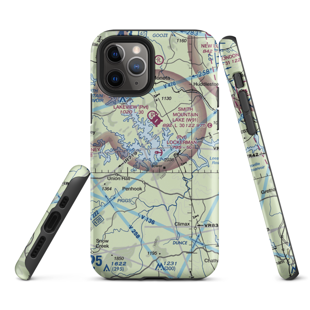 Lockerman Seaplane Base (VA48) VFR Sectional  Tough iPhone Case iPhone 11 Pro model shown