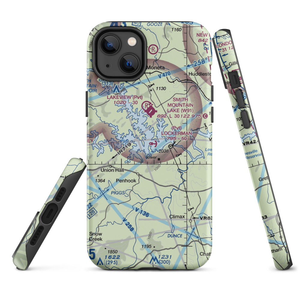 Lockerman Seaplane Base (VA48) VFR Sectional  Tough iPhone Case iPhone 14 Plus model shown