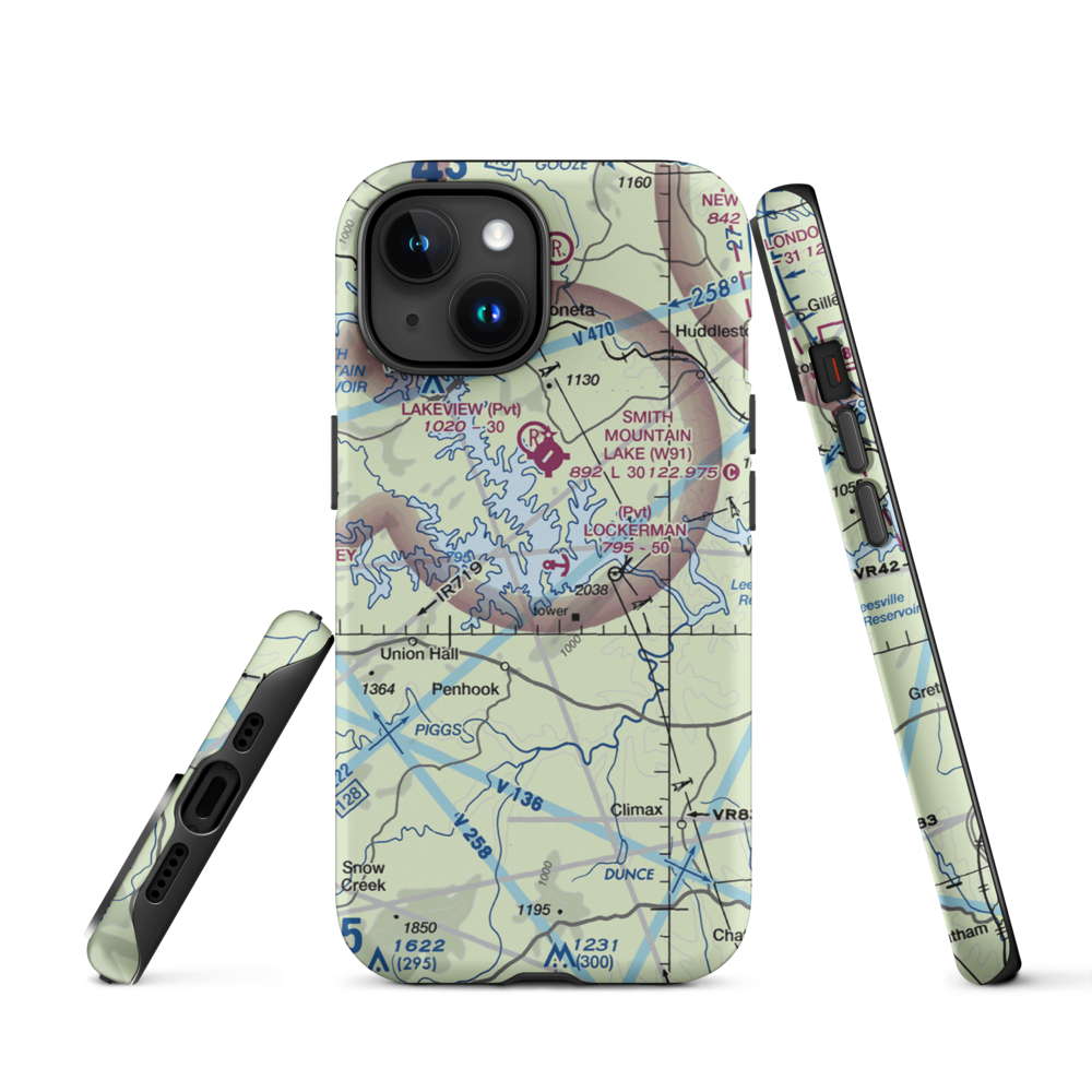 Lockerman Seaplane Base (VA48) VFR Sectional  Tough iPhone Case iPhone 15 model shown