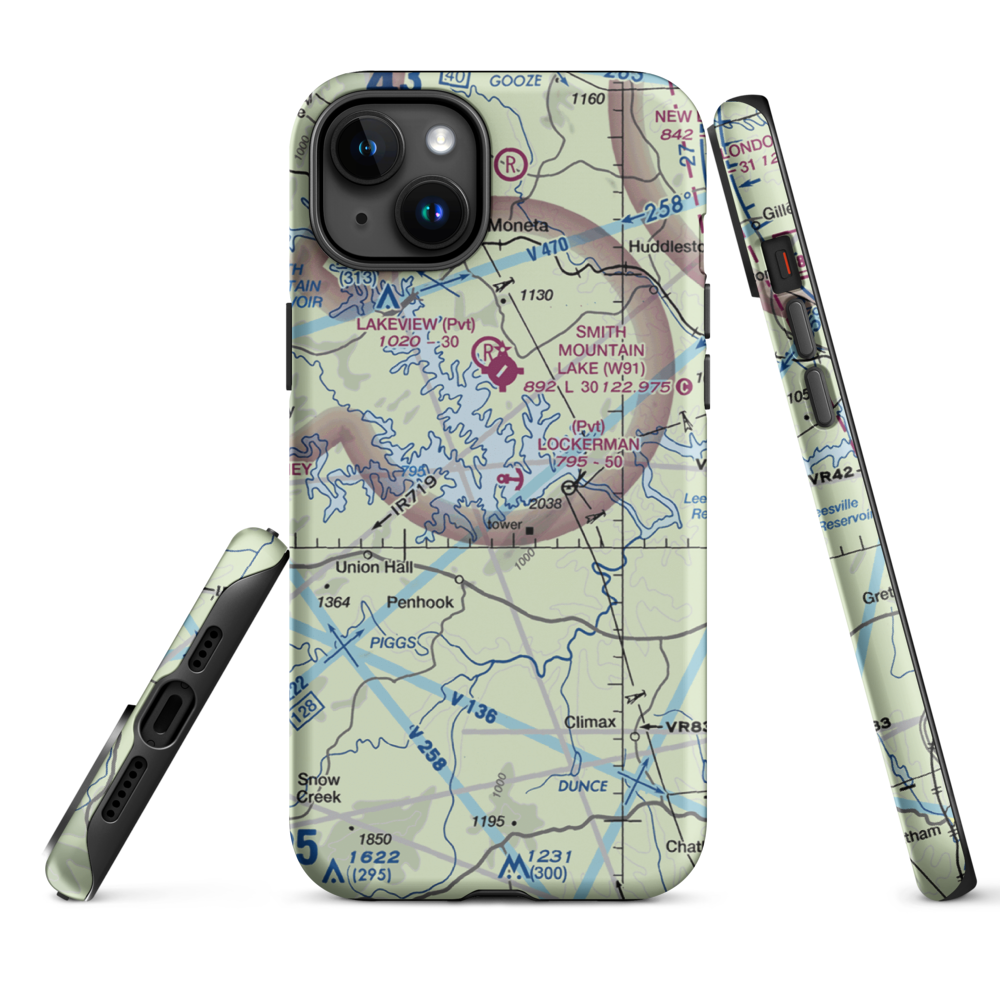 Lockerman Seaplane Base (VA48) VFR Sectional  Tough iPhone Case iPhone 15 Plus model shown