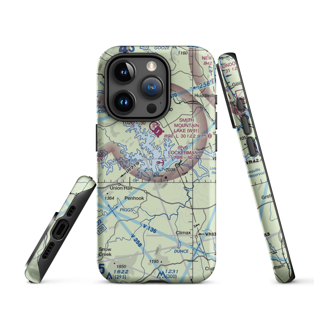 Lockerman Seaplane Base (VA48) VFR Sectional  Tough iPhone Case iPhone 15 Pro model shown