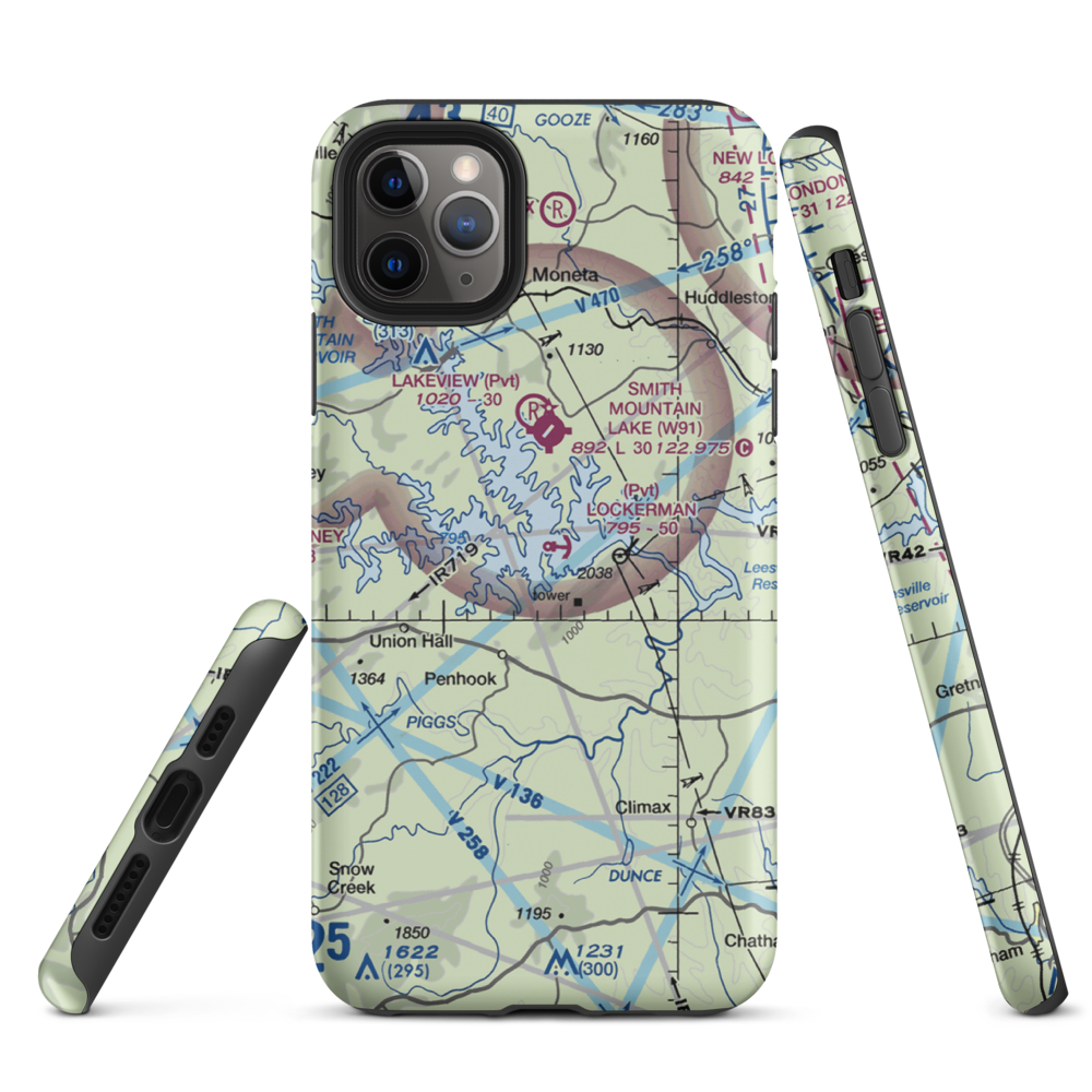 Lockerman Seaplane Base (VA48) VFR Sectional  Tough iPhone Case iPhone 11 Pro Max model shown
