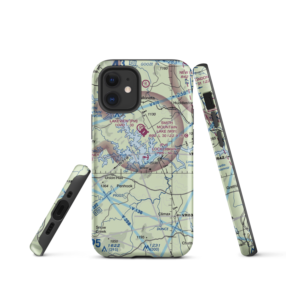 Lockerman Seaplane Base (VA48) VFR Sectional  Tough iPhone Case iPhone 12 mini model shown