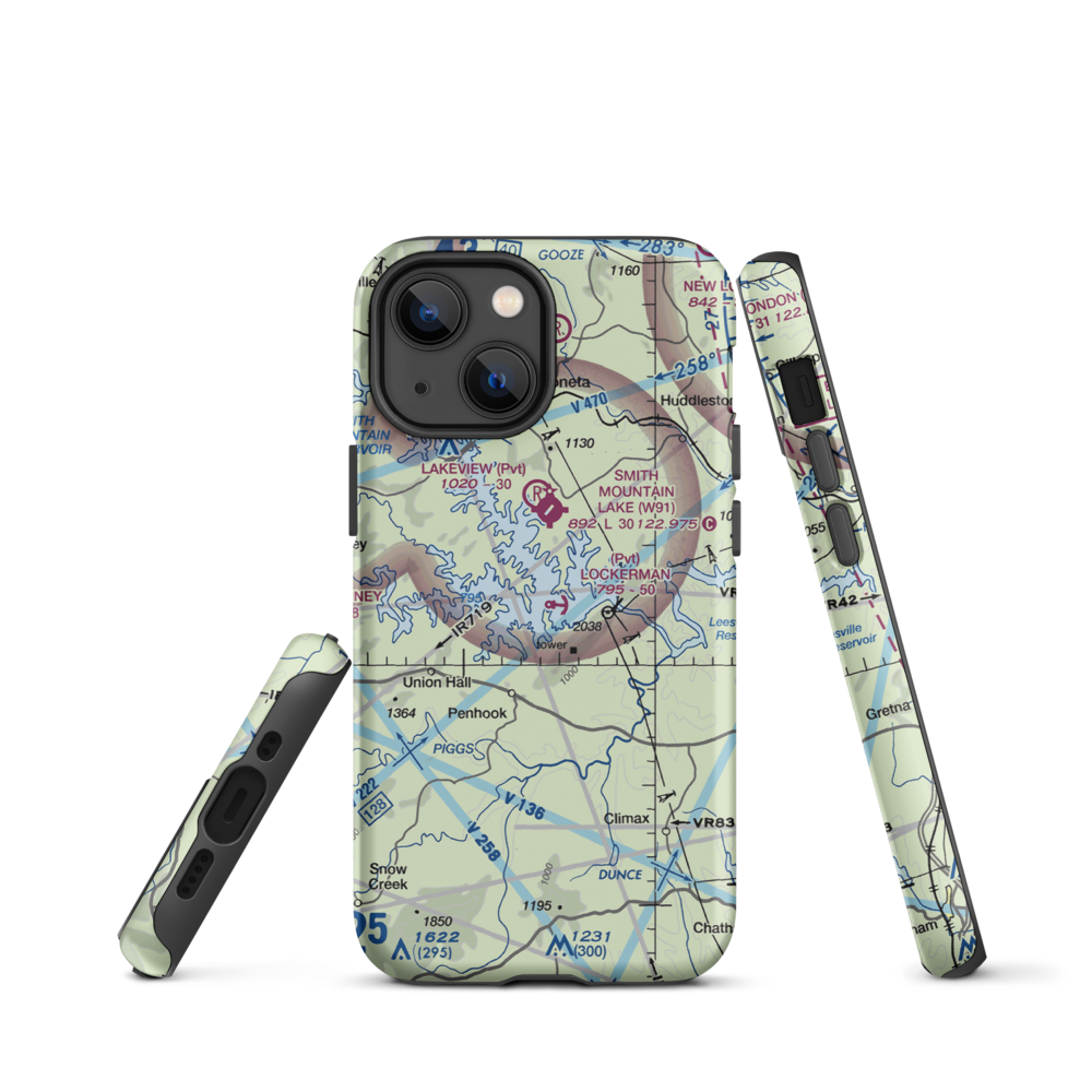 Lockerman Seaplane Base (VA48) VFR Sectional  Tough iPhone Case iPhone 13 mini model shown