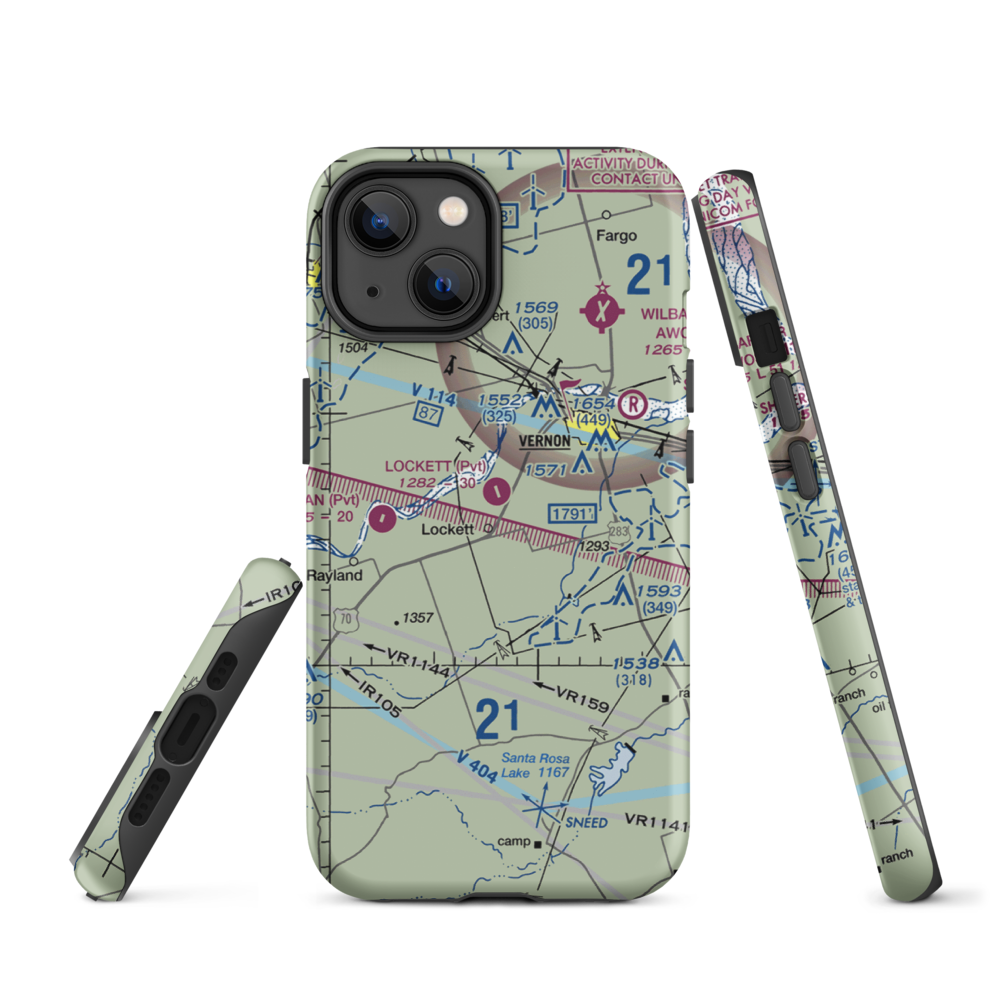 Lockett Airport (29TX) VFR Sectional  Tough iPhone Case iPhone 14 model shown