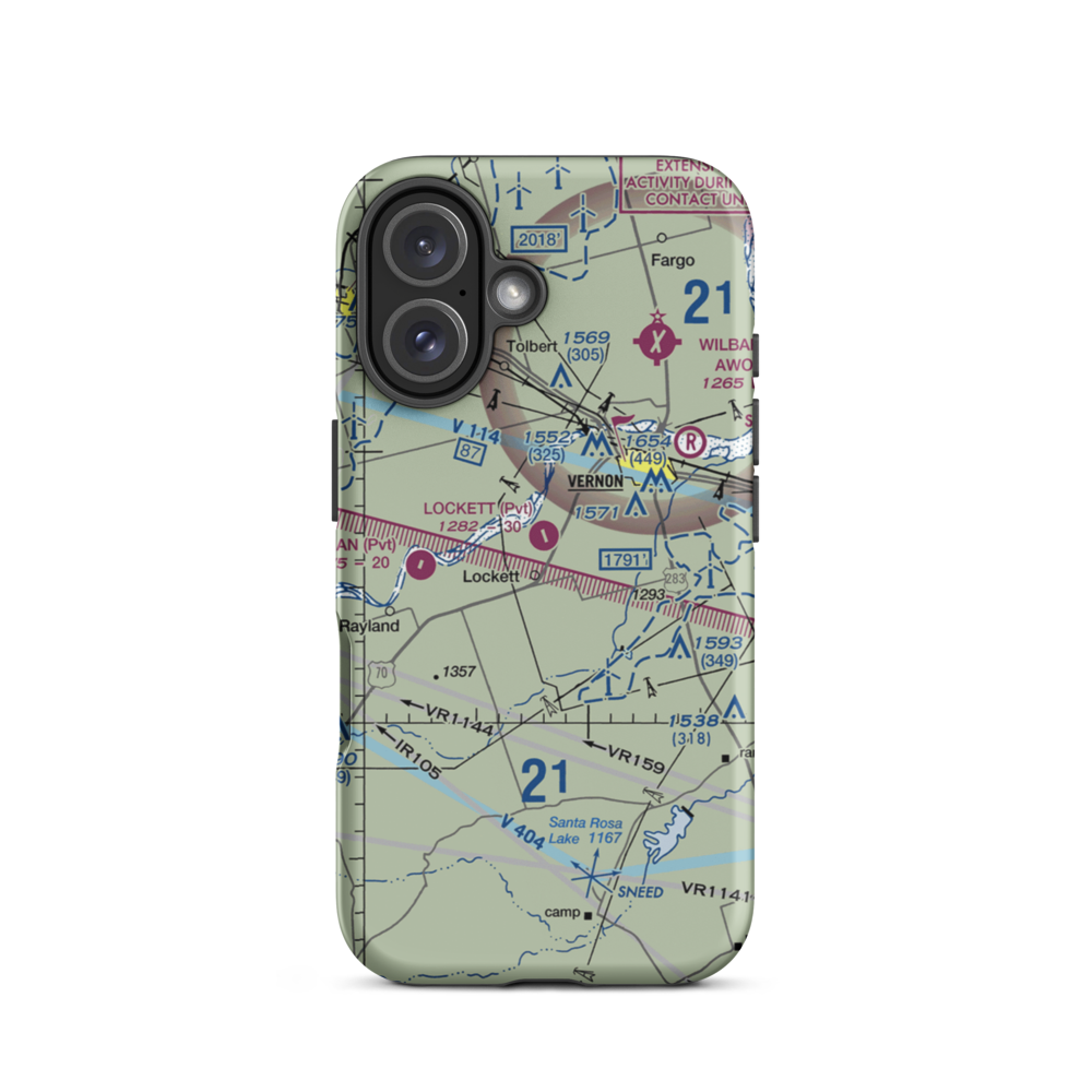 Lockett Airport (29TX) VFR Sectional  Tough iPhone Case iPhone 16 model shown