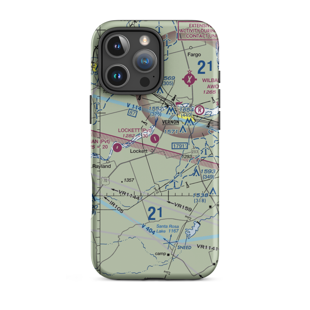 Lockett Airport (29TX) VFR Sectional  Tough iPhone Case iPhone 16 Pro Max model shown