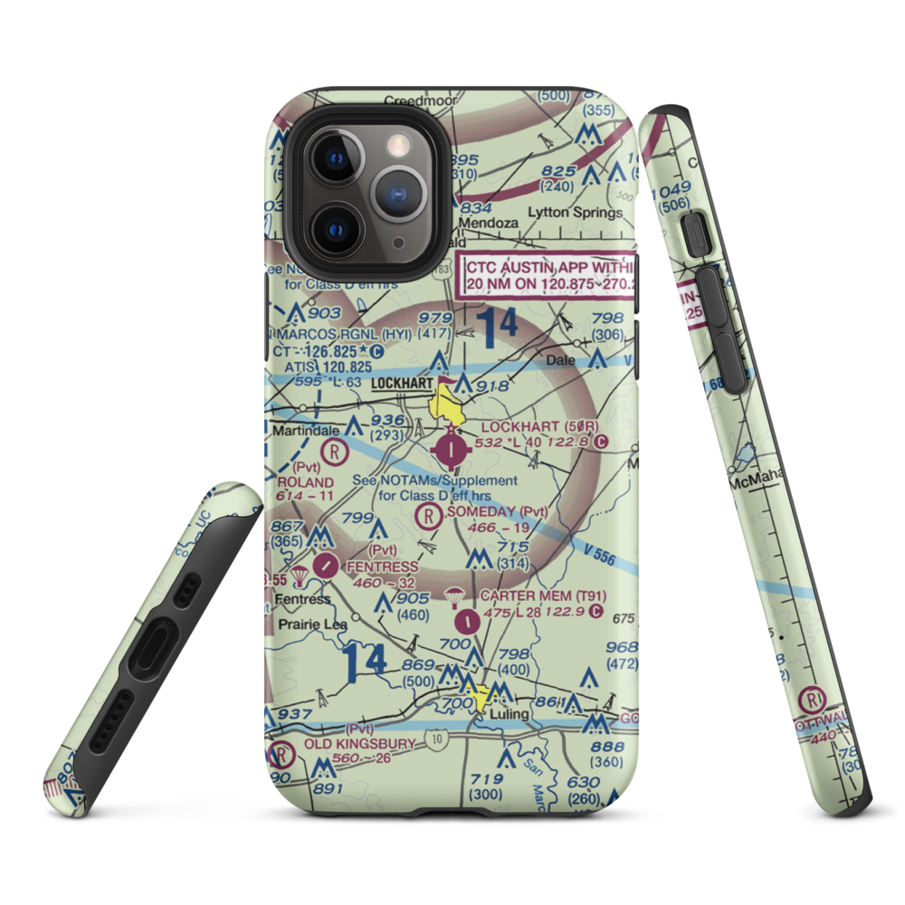 Lockhart Municipal Airport (50R) VFR Sectional  Tough iPhone Case iPhone 11 Pro model shown