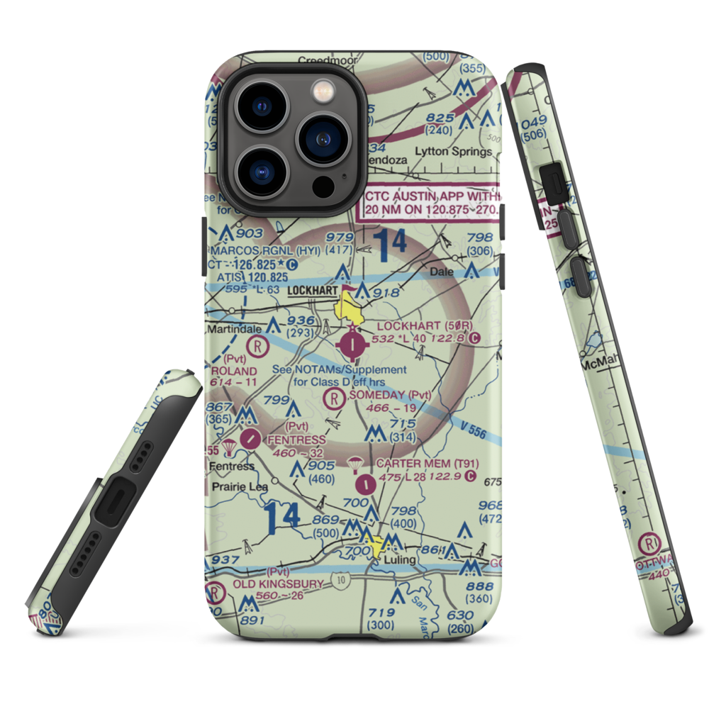 Lockhart Municipal Airport (50R) VFR Sectional  Tough iPhone Case iPhone 13 Pro Max model shown