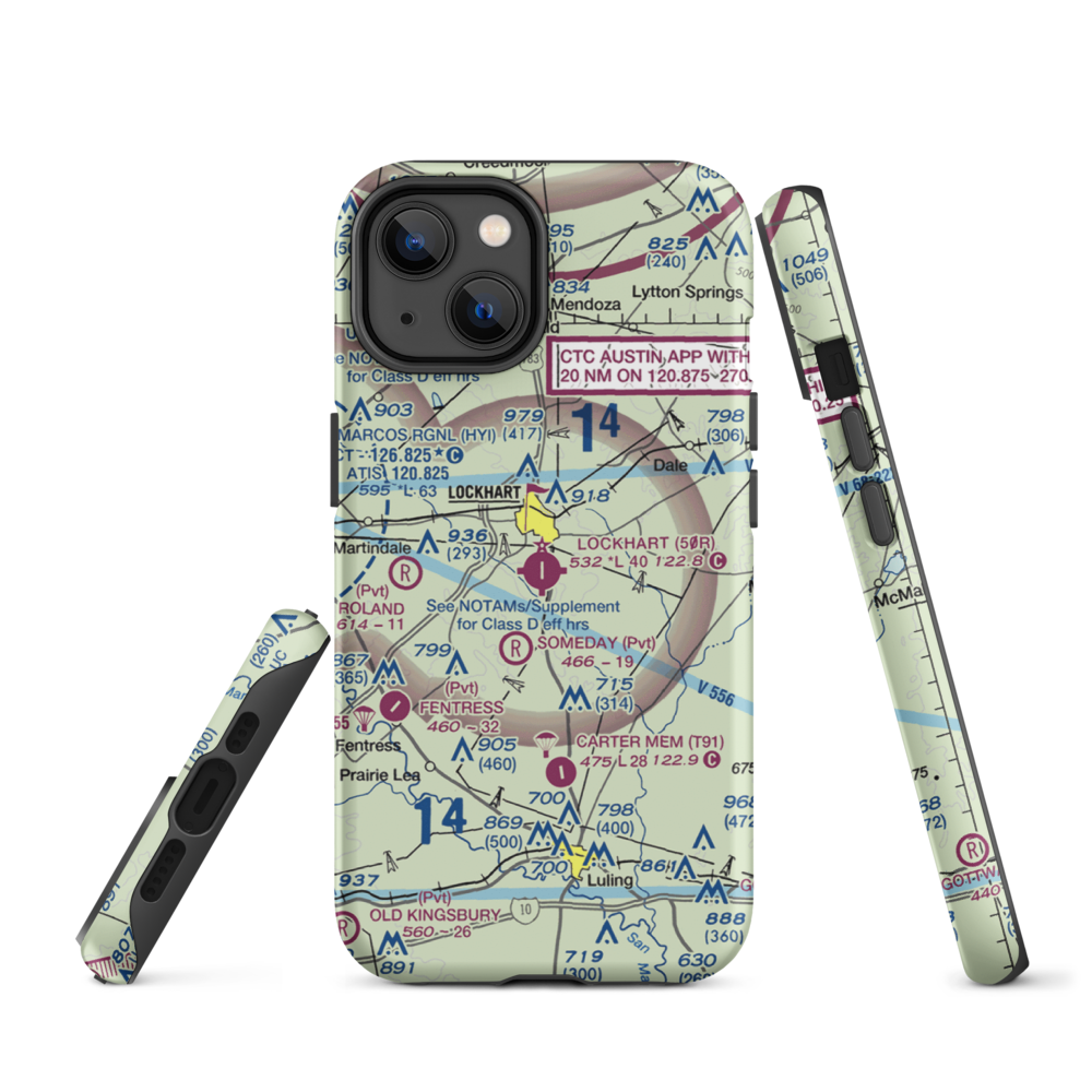 Lockhart Municipal Airport (50R) VFR Sectional  Tough iPhone Case iPhone 14 model shown