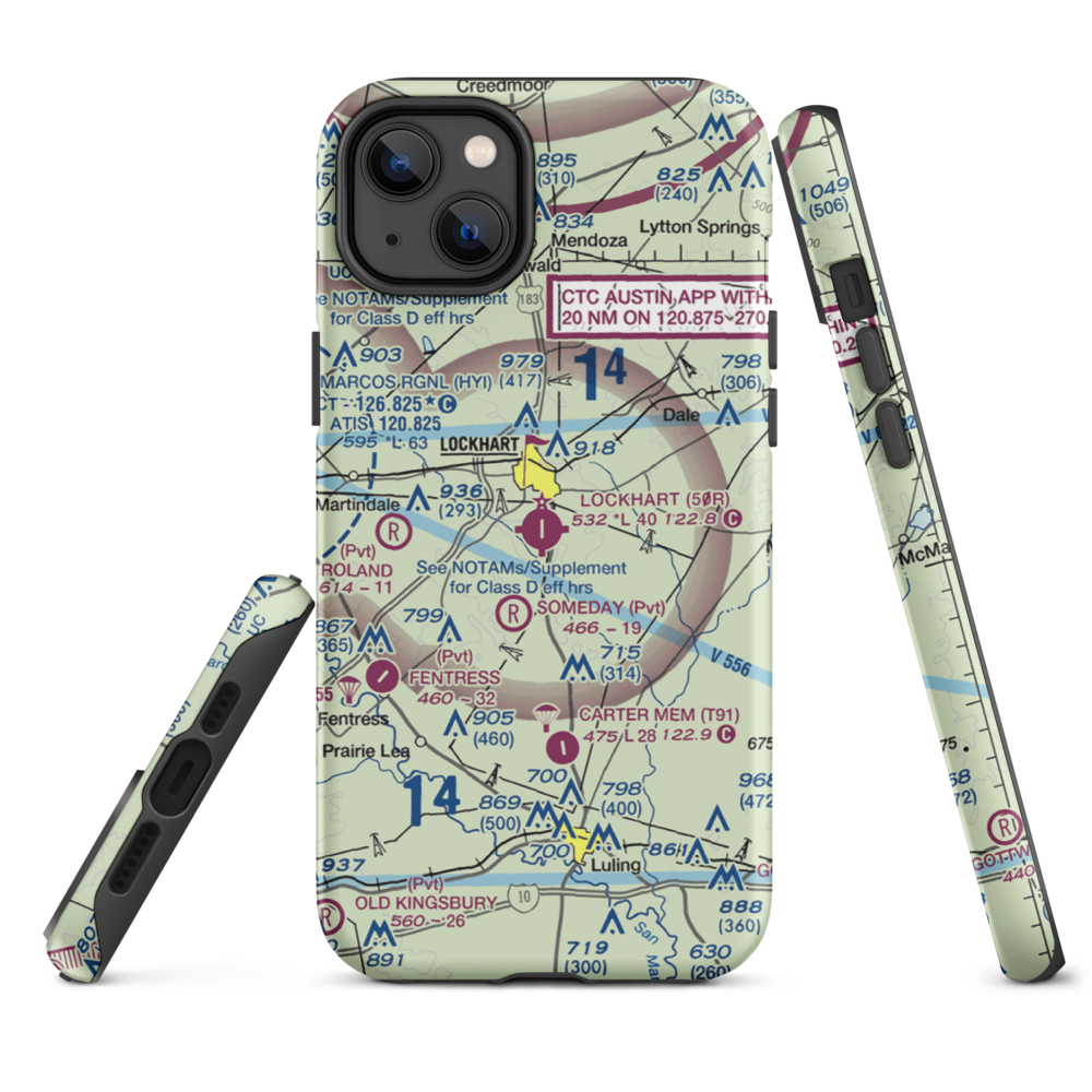 Lockhart Municipal Airport (50R) VFR Sectional  Tough iPhone Case iPhone 14 Plus model shown