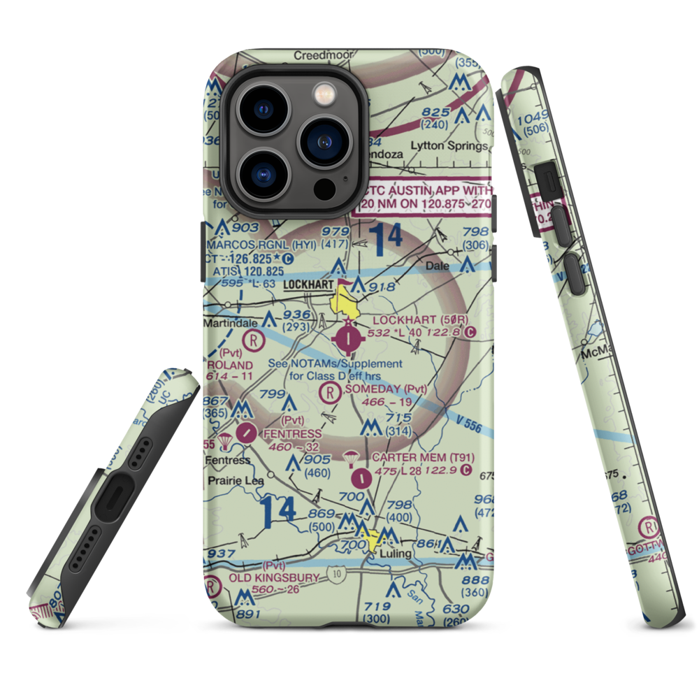 Lockhart Municipal Airport (50R) VFR Sectional  Tough iPhone Case iPhone 14 Pro Max model shown