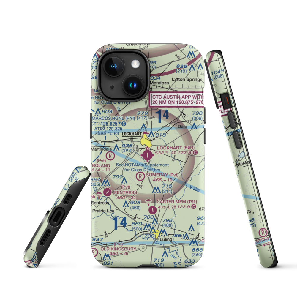 Lockhart Municipal Airport (50R) VFR Sectional  Tough iPhone Case iPhone 15 model shown