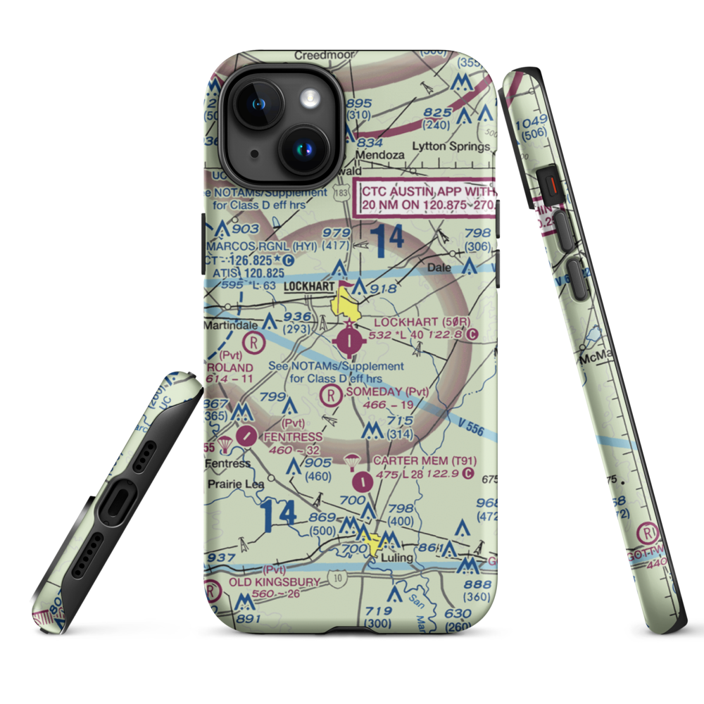 Lockhart Municipal Airport (50R) VFR Sectional  Tough iPhone Case iPhone 15 Plus model shown