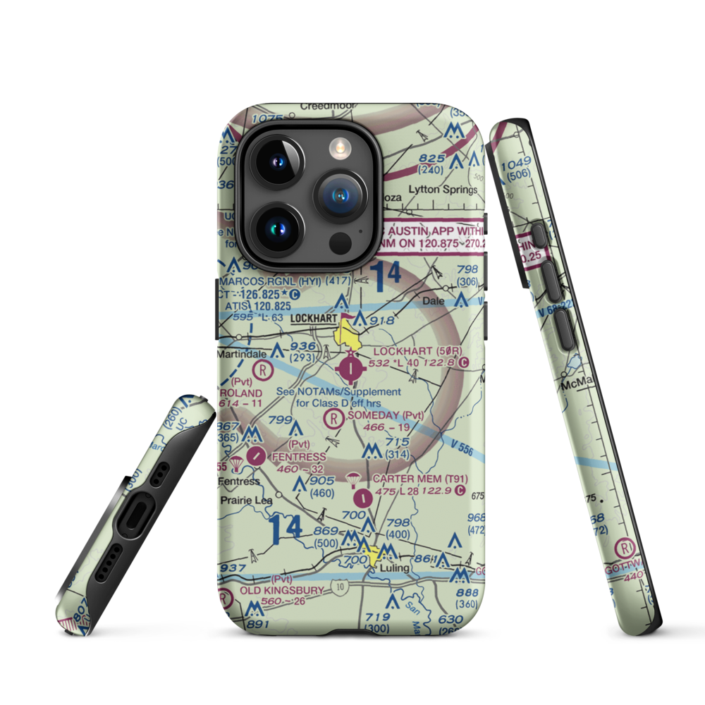 Lockhart Municipal Airport (50R) VFR Sectional  Tough iPhone Case iPhone 15 Pro model shown