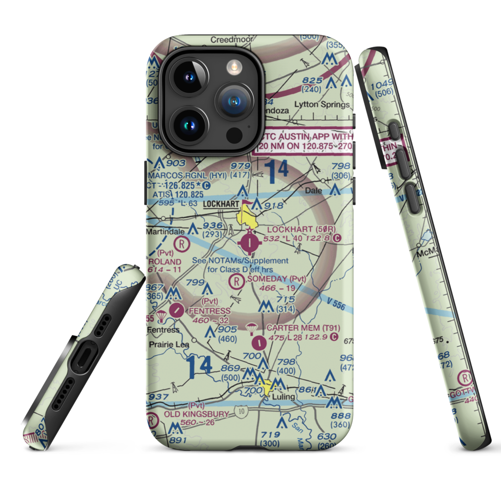 Lockhart Municipal Airport (50R) VFR Sectional  Tough iPhone Case iPhone 15 Pro Max model shown