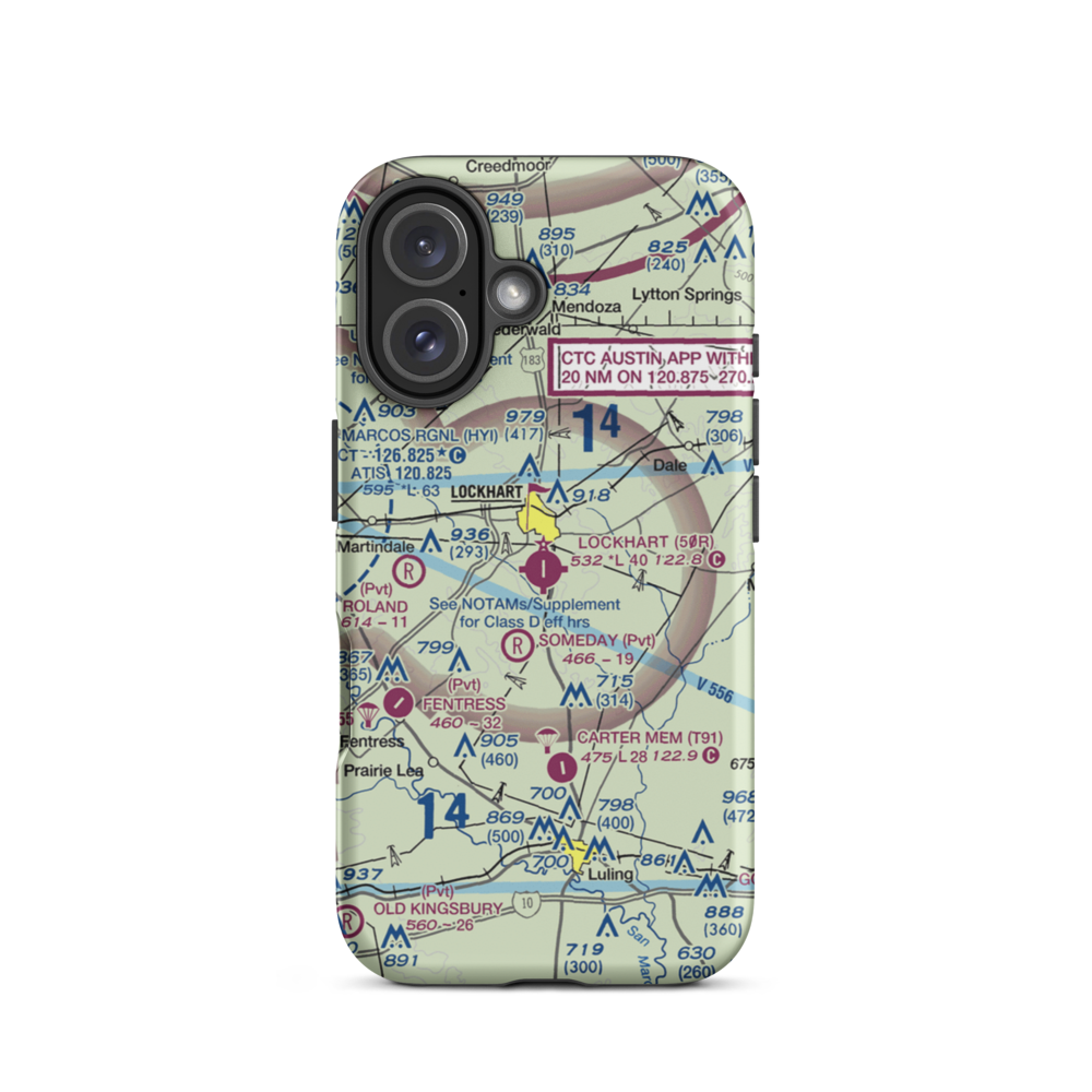 Lockhart Municipal Airport (50R) VFR Sectional  Tough iPhone Case iPhone 16 model shown