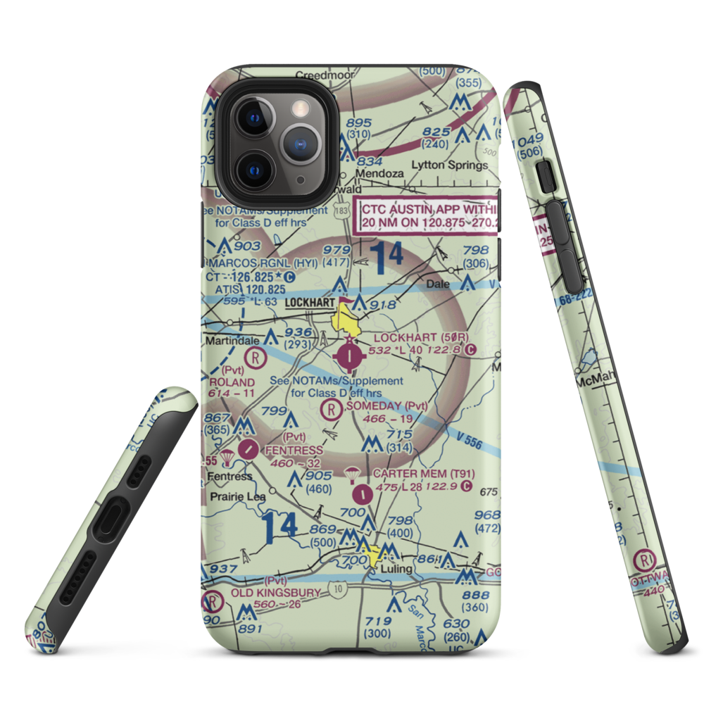 Lockhart Municipal Airport (50R) VFR Sectional  Tough iPhone Case iPhone 11 Pro Max model shown