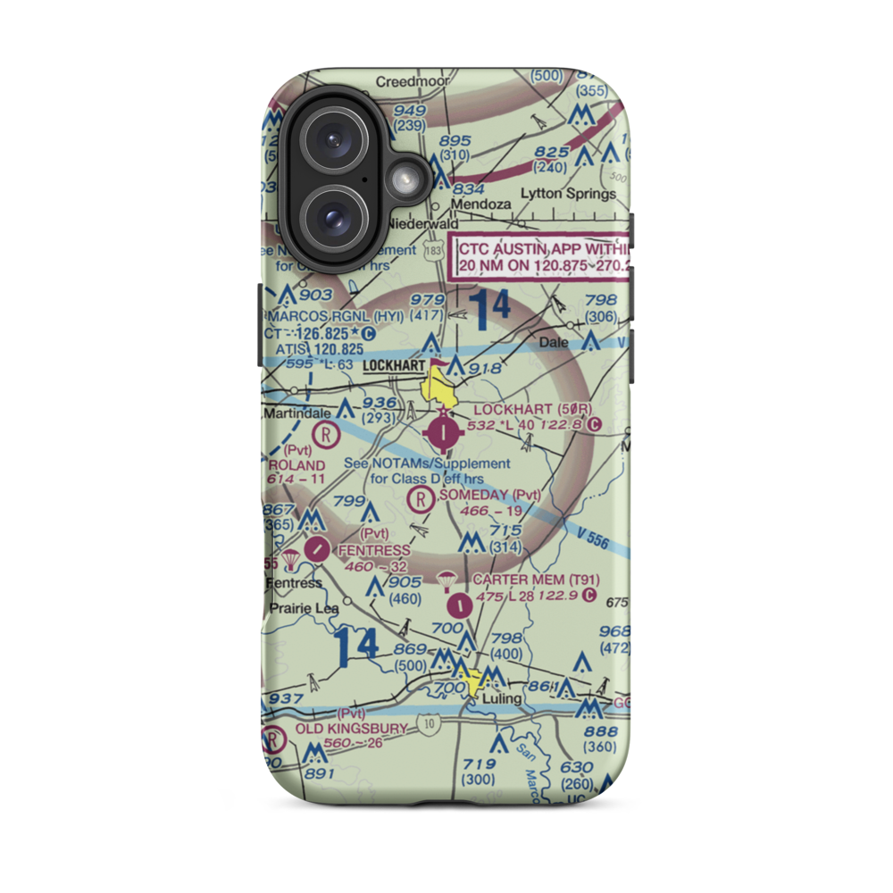 Lockhart Municipal Airport (50R) VFR Sectional  Tough iPhone Case iPhone 16 Plus model shown