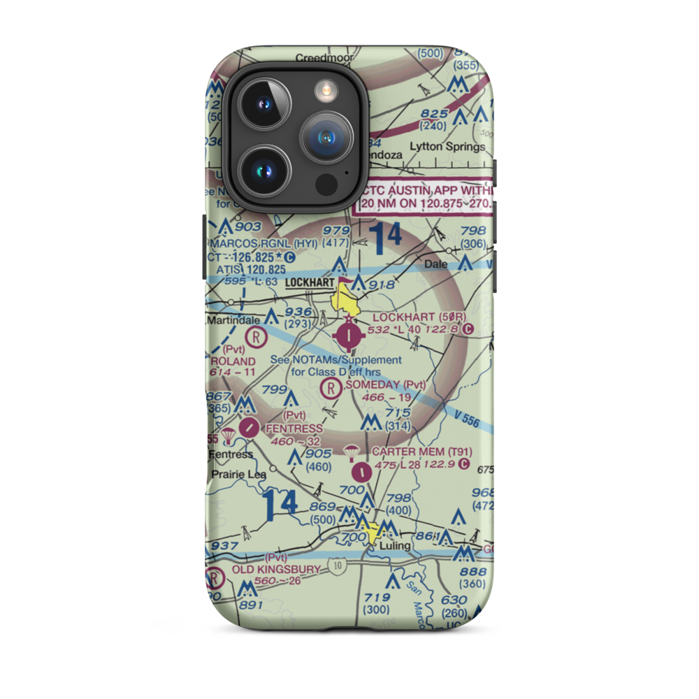 Lockhart Municipal Airport (50R) VFR Sectional  Tough iPhone Case iPhone 16 Pro Max model shown