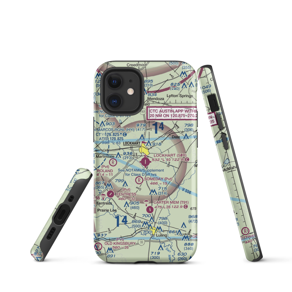 Lockhart Municipal Airport (50R) VFR Sectional  Tough iPhone Case iPhone 12 mini model shown