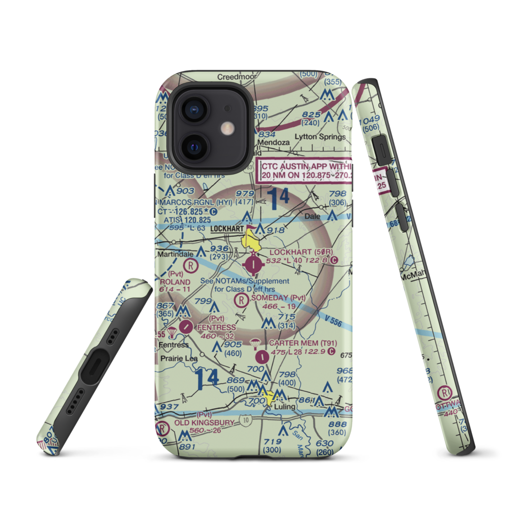 Lockhart Municipal Airport (50R) VFR Sectional  Tough iPhone Case iPhone 12 model shown