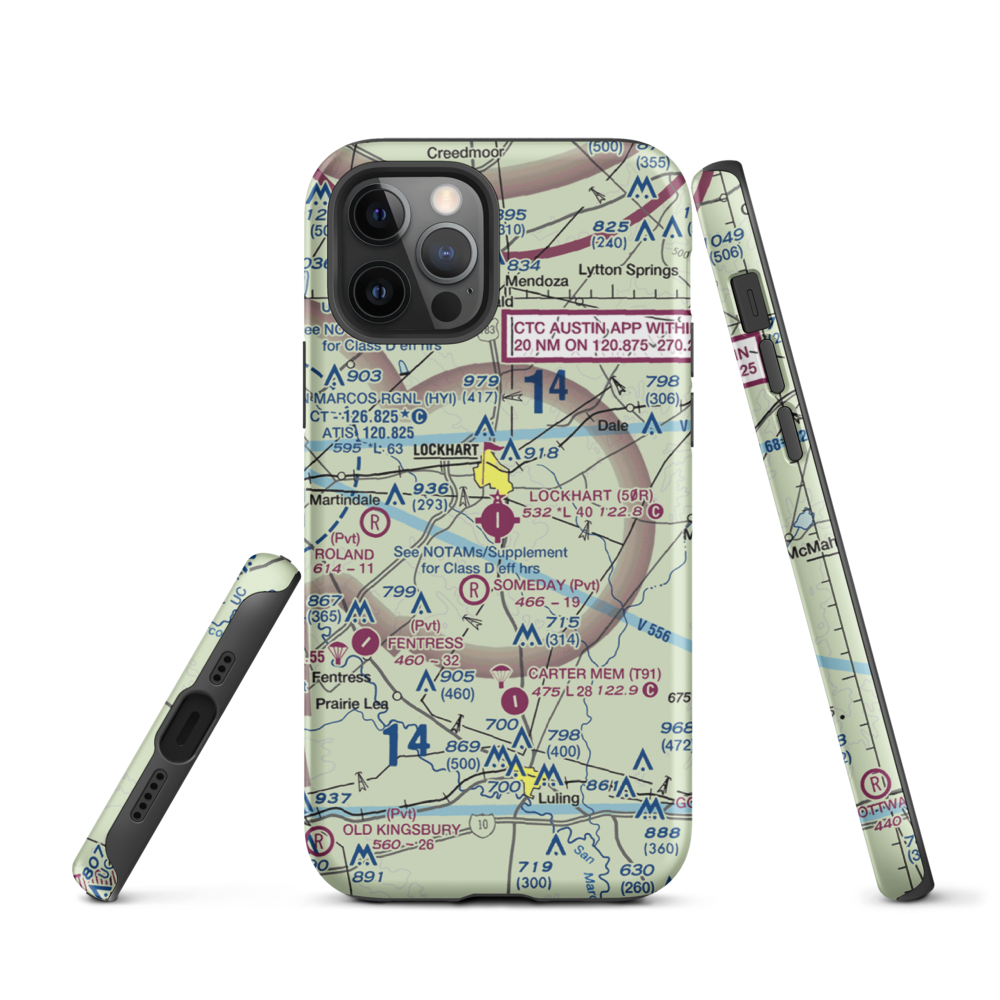 Lockhart Municipal Airport (50R) VFR Sectional  Tough iPhone Case iPhone 12 Pro model shown