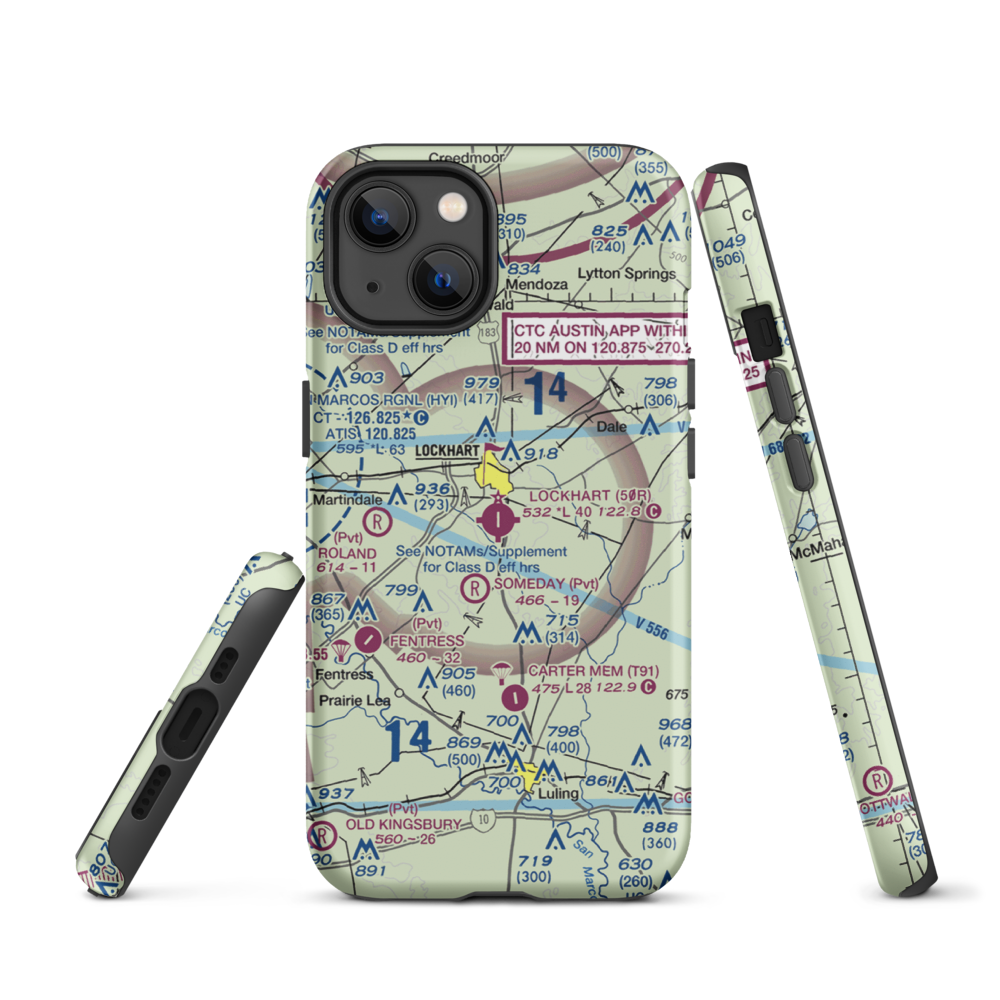 Lockhart Municipal Airport (50R) VFR Sectional  Tough iPhone Case iPhone 13 model shown