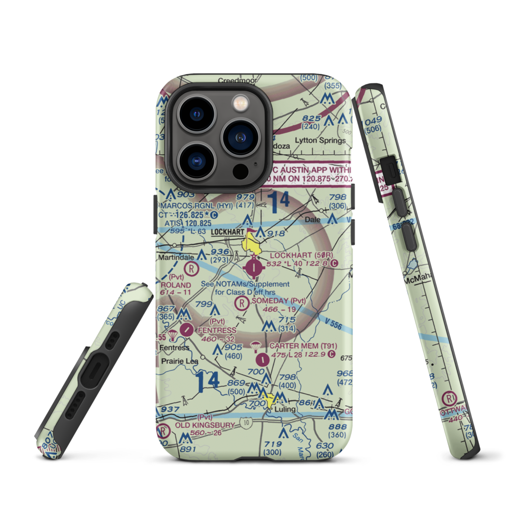 Lockhart Municipal Airport (50R) VFR Sectional  Tough iPhone Case iPhone 13 Pro model shown
