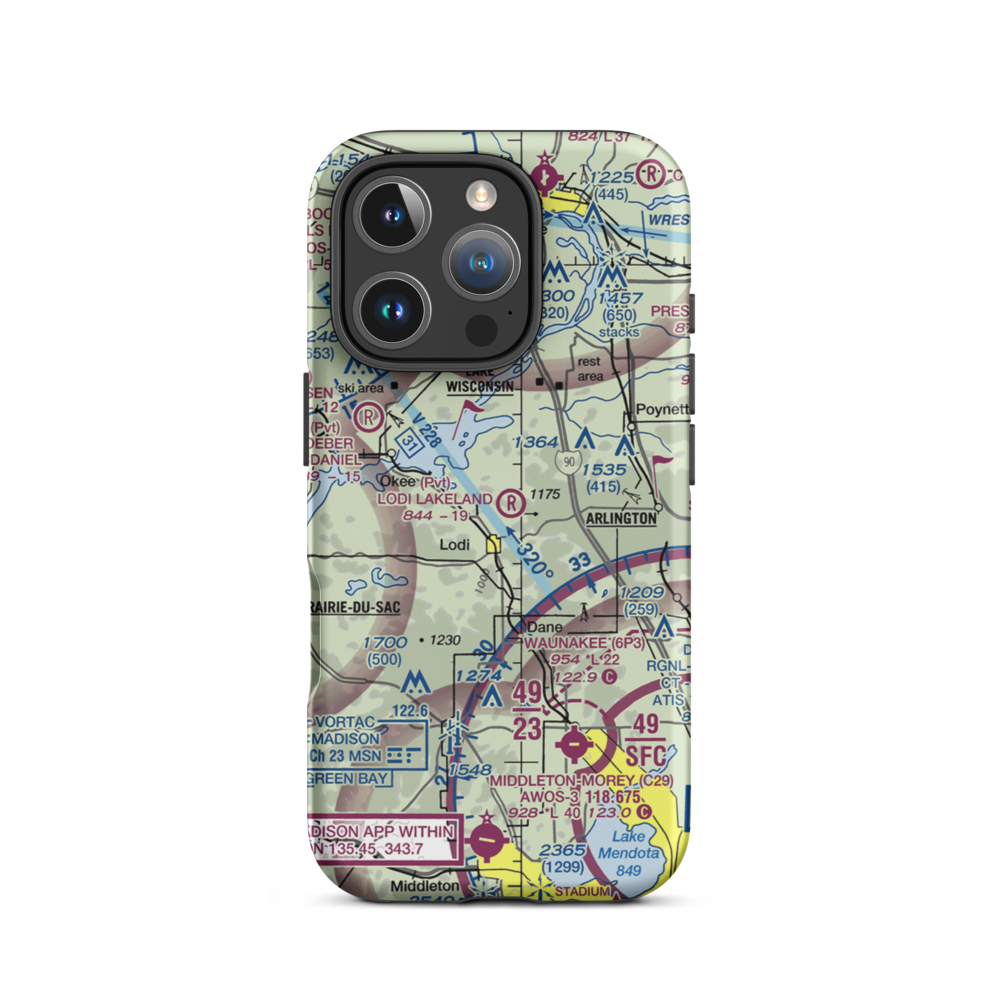 Lodi Lakeland Airport (9WN5) VFR Sectional  Tough iPhone Case iPhone 16 Pro model shown