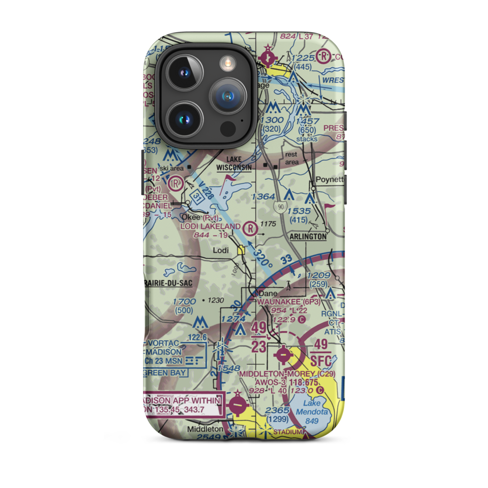 Lodi Lakeland Airport (9WN5) VFR Sectional  Tough iPhone Case iPhone 16 Pro Max model shown