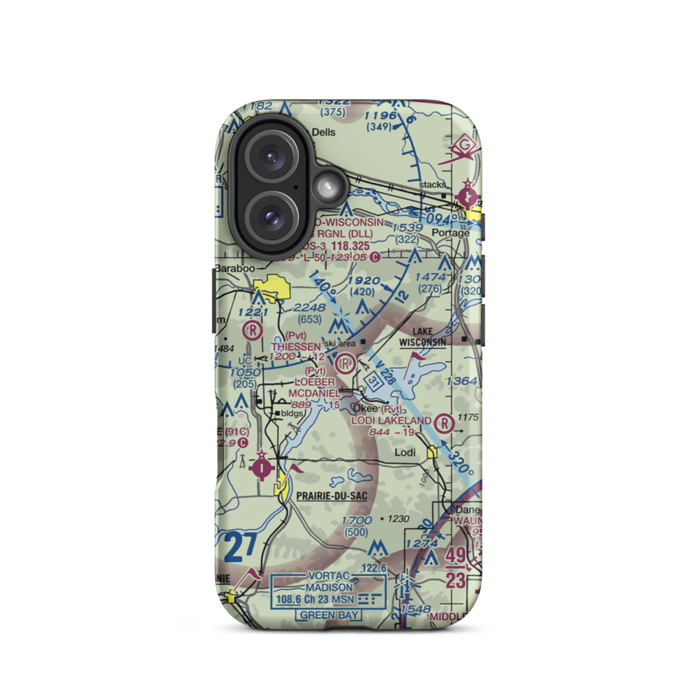 Loeber McDaniel Field (WI50) VFR Sectional  Tough iPhone Case iPhone 16 model shown