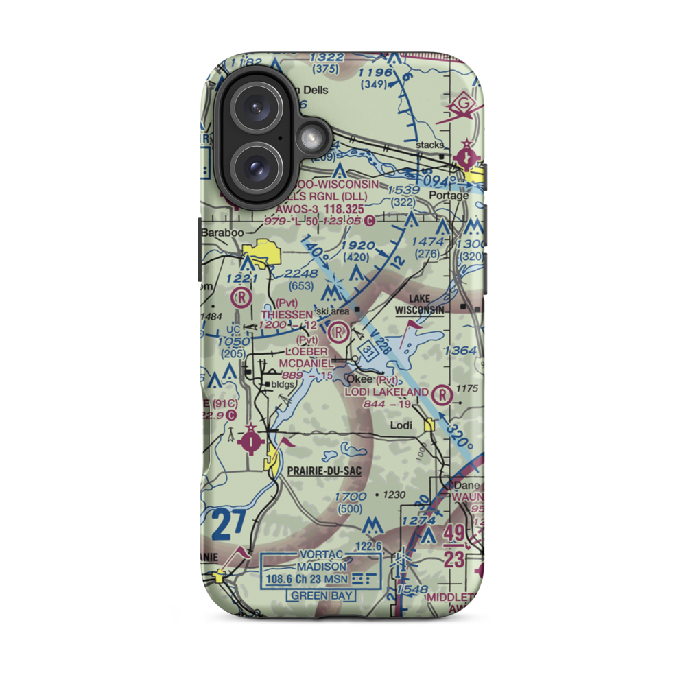 Loeber McDaniel Field (WI50) VFR Sectional  Tough iPhone Case iPhone 16 Plus model shown