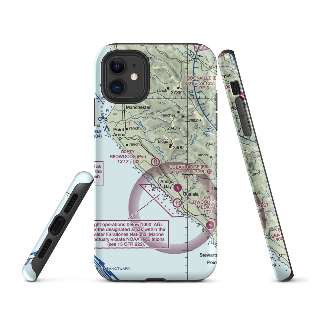 Lofty Redwoods Airport (53CL) VFR Sectional  Tough iPhone Case iPhone 11 model shown