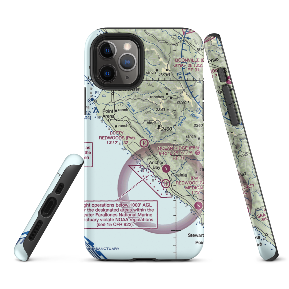 Lofty Redwoods Airport (53CL) VFR Sectional  Tough iPhone Case iPhone 11 Pro model shown
