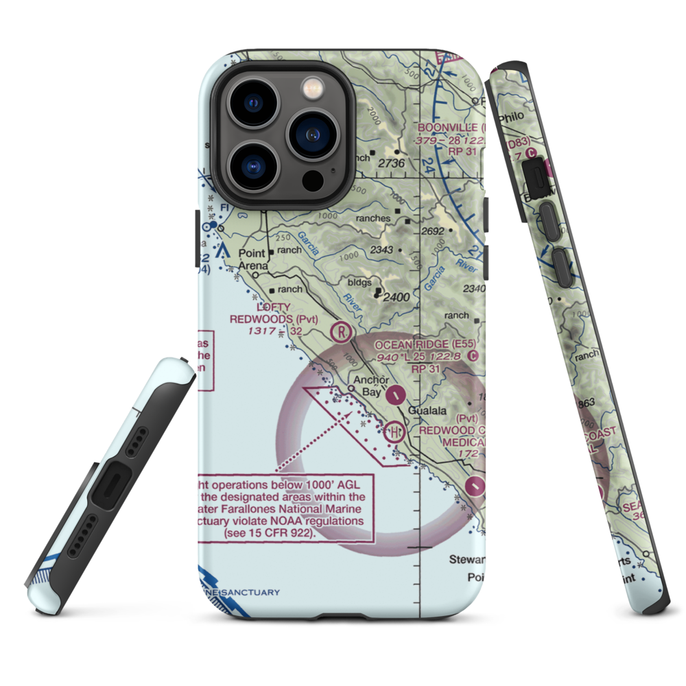 Lofty Redwoods Airport (53CL) VFR Sectional  Tough iPhone Case iPhone 13 Pro Max model shown