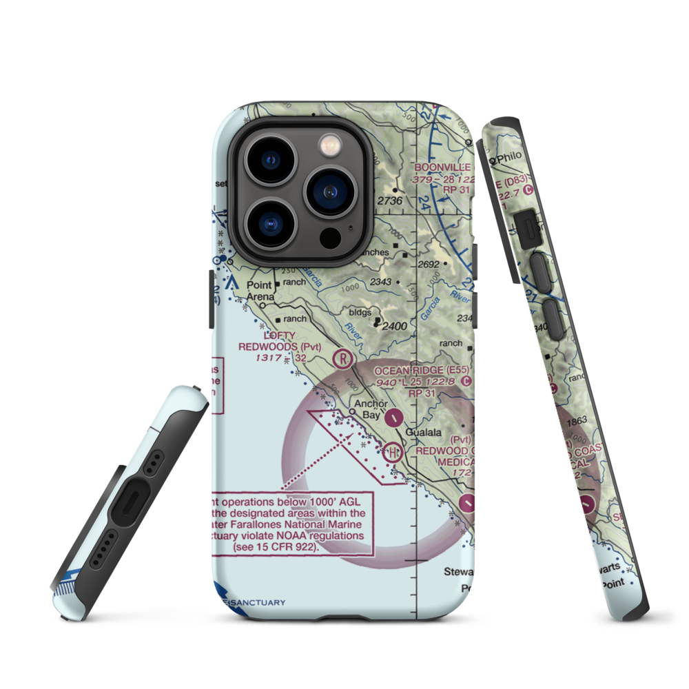 Lofty Redwoods Airport (53CL) VFR Sectional  Tough iPhone Case iPhone 14 Pro model shown