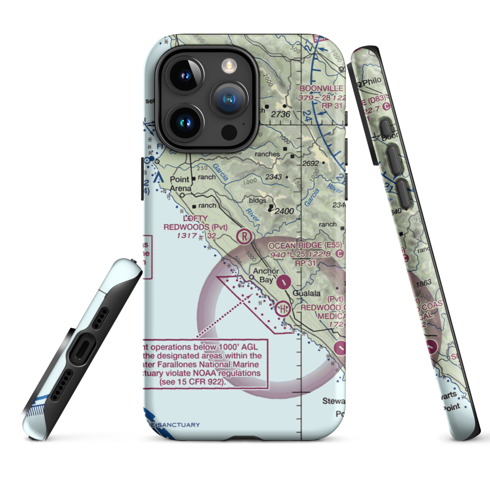 Lofty Redwoods Airport (53CL) VFR Sectional  Tough iPhone Case iPhone 15 Pro Max model shown