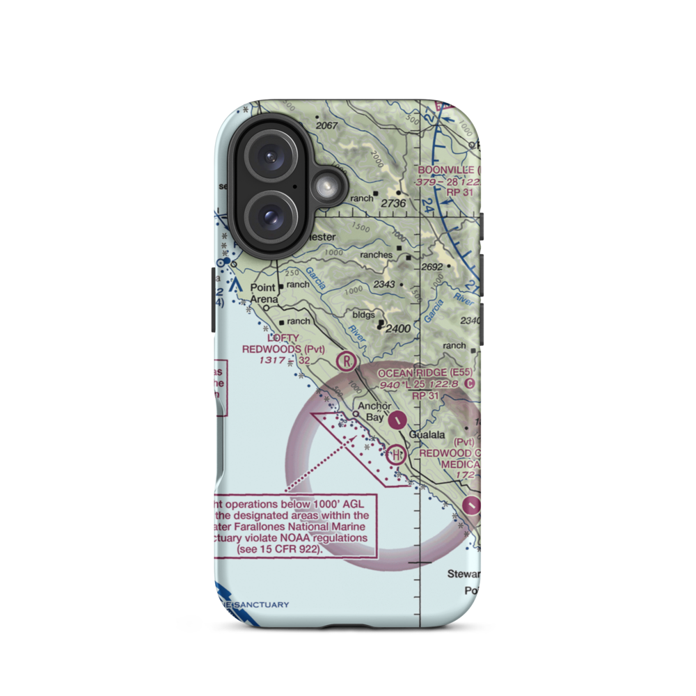 Lofty Redwoods Airport (53CL) VFR Sectional  Tough iPhone Case iPhone 16 model shown